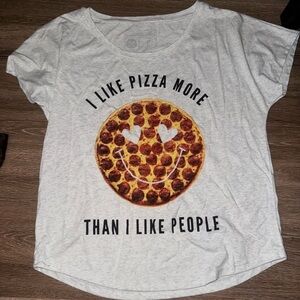 Graphic Pizza Smile Short Sleeve Tee - Light Gray